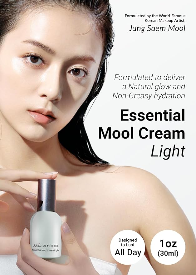 JUNG SAEM MOOL Essential Mool Cream Light 1 Fl Oz, Hydrating Water Cream with Ceramide and Centella, Perfect Prep Step Before Cushion Foundation for Smooth, Radiant Finish, Korean Skincare-Velvo Beauty