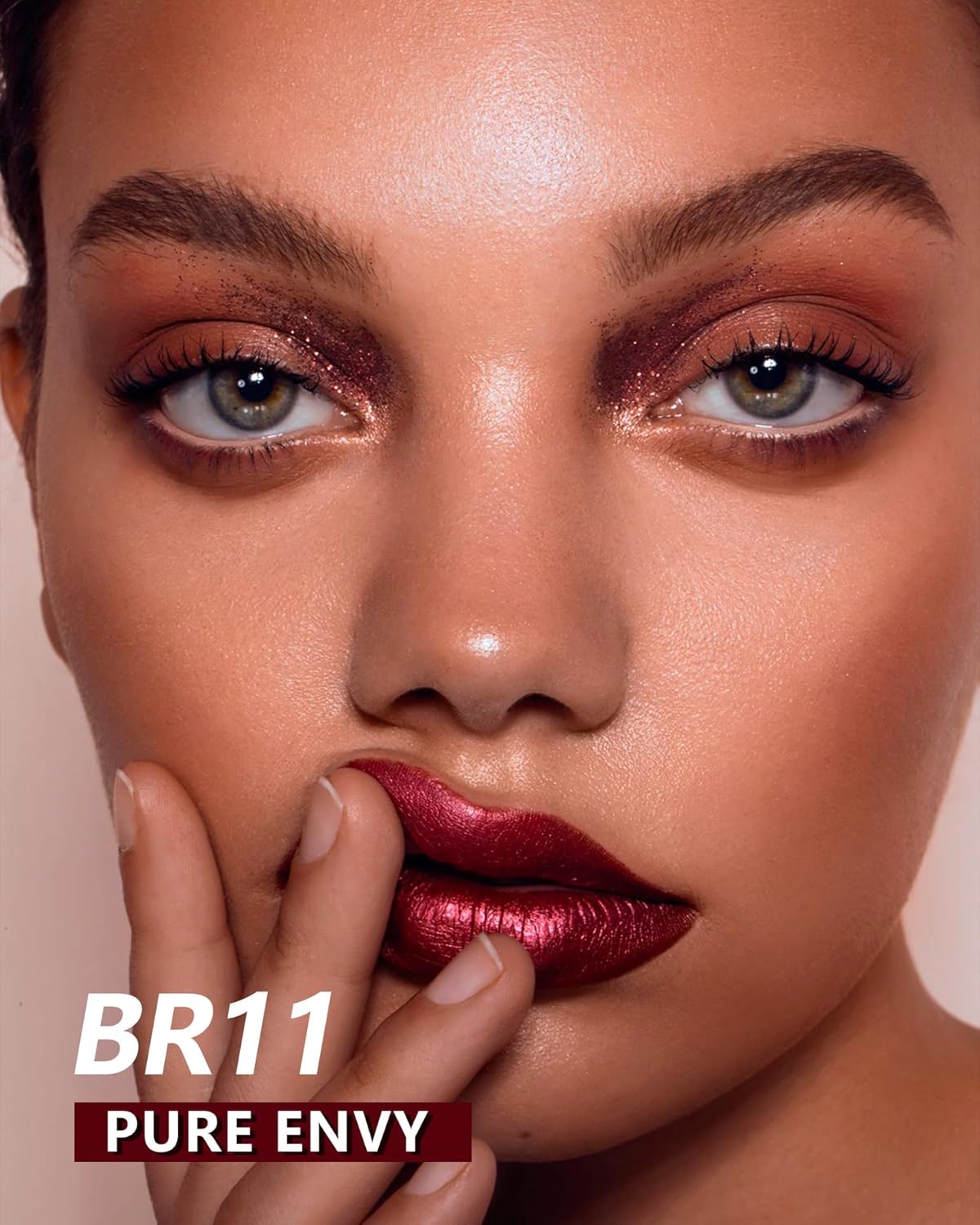 MAKI YIKA 3Pc Metallic Lipstick Long Lasting Nude Pink Red Glitter Lipsticks High Shine Lipstick No Smudge No Transfer Liquid Lip Gloss (Nude/Pink/Red)-Velvo Beauty