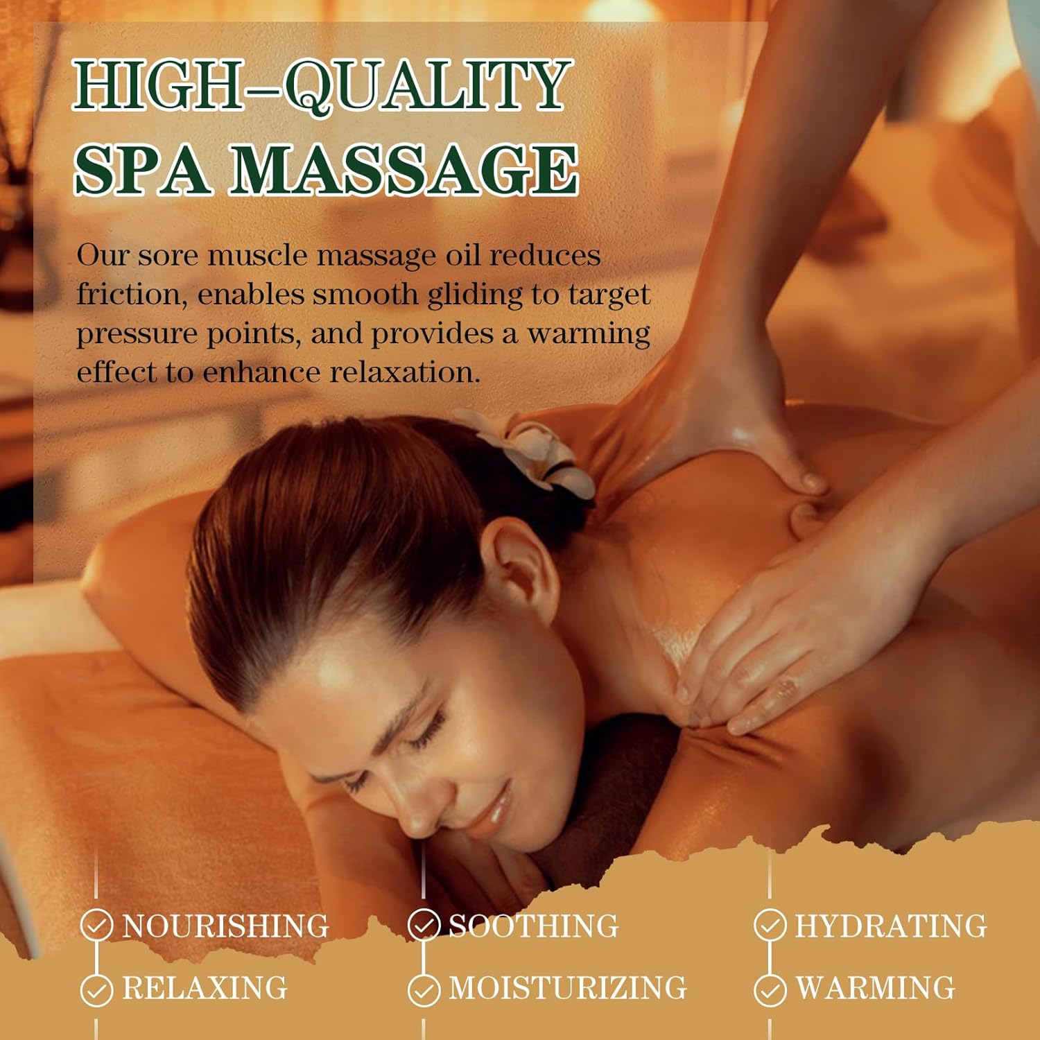 Sore Muscle Massage Oil for Massage Therapy, 8 FL OZ Natural Body Massage Oil with Lavender Oil, Arnica & Chamomile Extract, Soothes Muscle and Joint for Professional & Home Use-Velvo Beauty