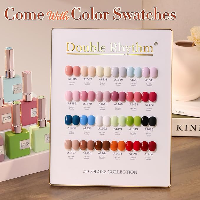 Double Rhythm 28Pcs 0.5Oz Gel Nail Polish Set Same Color Same Bottle Soak Off Gel Polish Kit Nail Art Manicure Salon DIY at Home for Women (White Pink Collection-T24-2)-Velvo Beauty