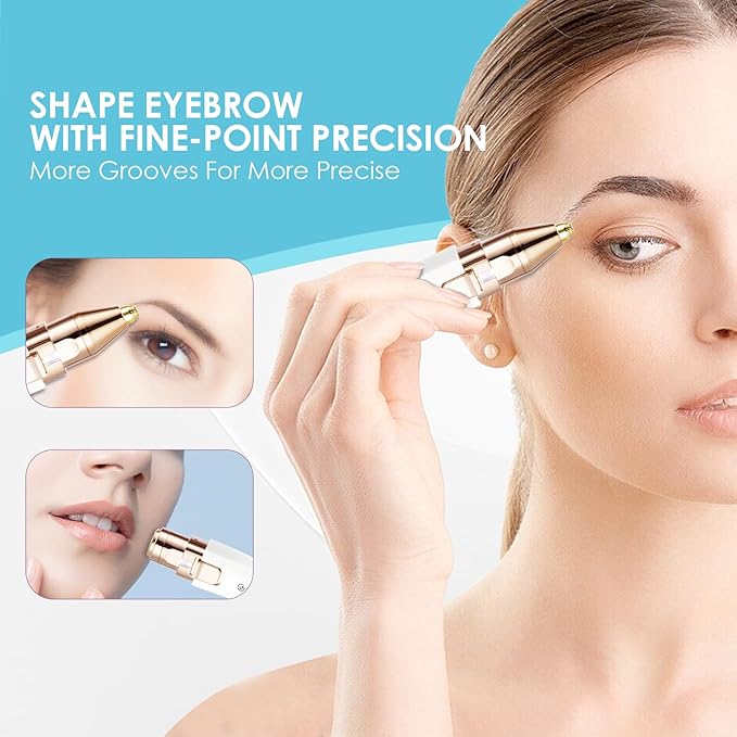 Rechargeable Eyebrow and Facial Hair Remover for Women - 2 in 1 Razor with Built-in LED Light for Painless Hair Removal-Velvo Beauty