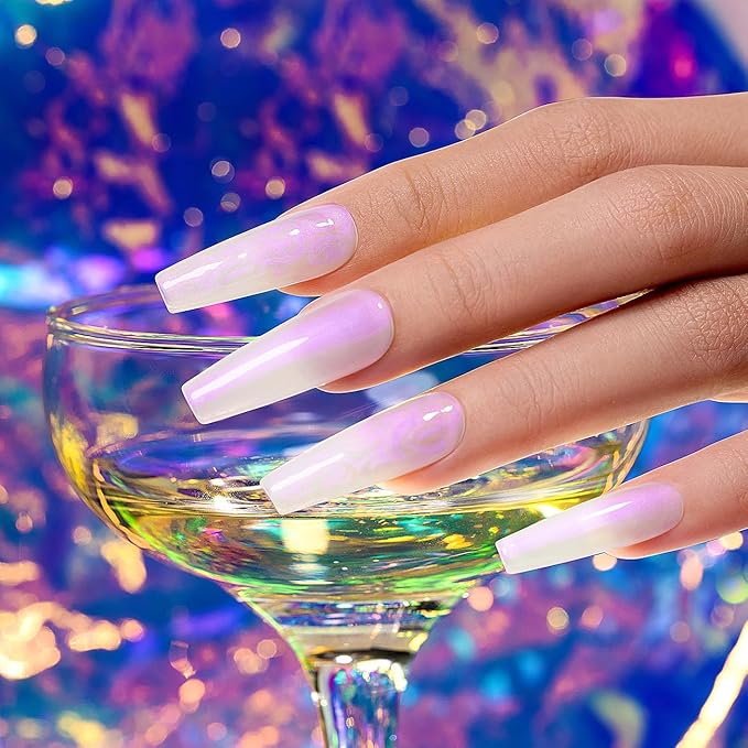 RARJSM Gel Builder Nail Polish Pearl White Purple Glitter Hard Gel in a Bottle Mermaid Shell Pearlescent Thick Extension Structure Gels for Nails 15ml Soak Off Curing Requires Salon Home DIY Use-Velvo Beauty