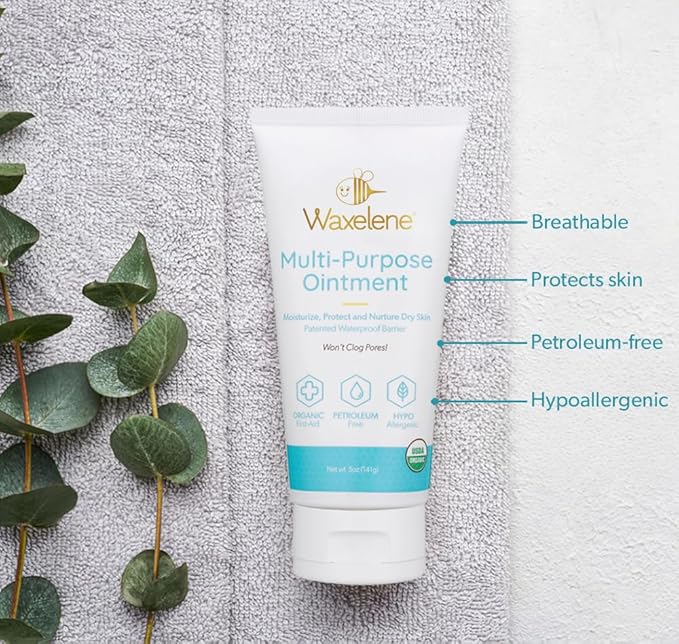 Waxelene Multipurpose Ointment Large Tube, Organic Aerated Balm the Petroleum Jelly Alternative Soothing Botanical Eczema Dry Skin Face Moisturizer-Velvo Beauty