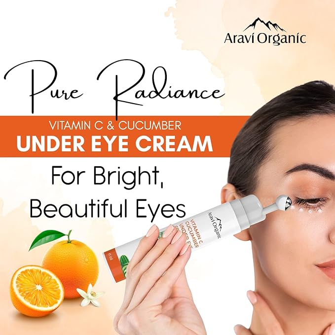 Vitamin C & Cucumber Under Eye Cream Gel Roll on Massager For Dark circles, Puffy Eyes-Velvo Beauty
