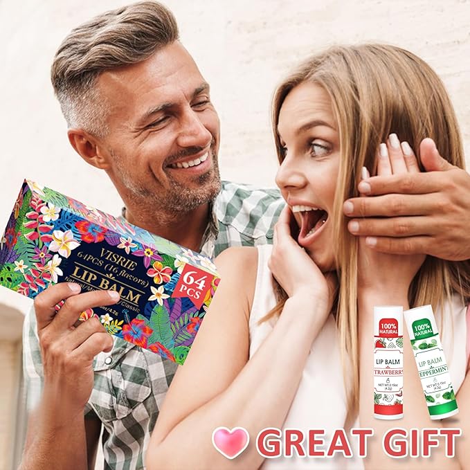 64 Pack Lip Balm, Natural Lip Balm Bulk with Vitamin E and Coconut Oil, Hydrating Lip Balm for Dry Lips, Bulk Lip Balm for Stocking Stuffers - 16 Flavors-Velvo Beauty