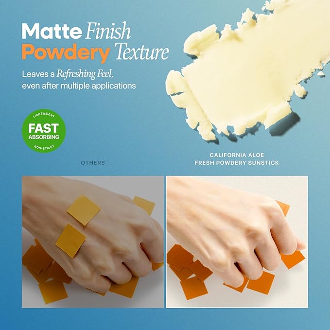 Nature Republic California Aloe Fresh Powdery Sun Stick Broad Spectrum SPF50+ | Korean Sunscreen Travel Size Suncare Sunblock, No Whitecast, non-sticky, Water resistant-Velvo Beauty