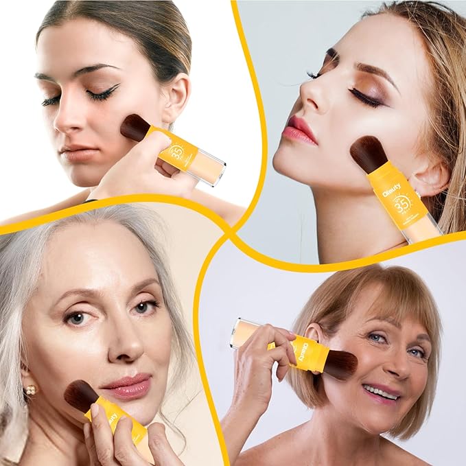 Mineral Sunscreen Setting Powder, SPF 35, Translucent Brush Setting Powder for Face, Long Lasting Oil Control Matte Loose Powder, Lightweight, Breathable (01# Translucent)-Velvo Beauty