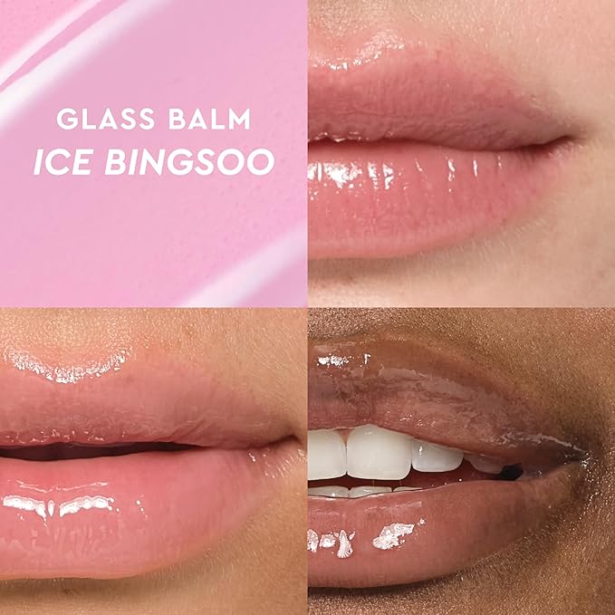 Glow Recipe Glass Balm Lip Treatment - 12Hr Hydrating Lip Balm & Moisturizer with Hyaluronic Acid to Smooth, Plump & Protect from Dryness, High Shine Finish - Clear Tint, Ice Bingsoo (15 ml)-Velvo Beauty