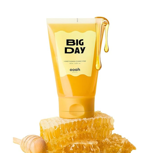 BIG DAY Nourishing Honey Face Mask | Korean Skincare for Deep Hydration & Glow | Propolis, Bee Pollen & Ceramide for Radiance & Skin Barrier Support | 120ml 4.05fl.oz-Velvo Beauty