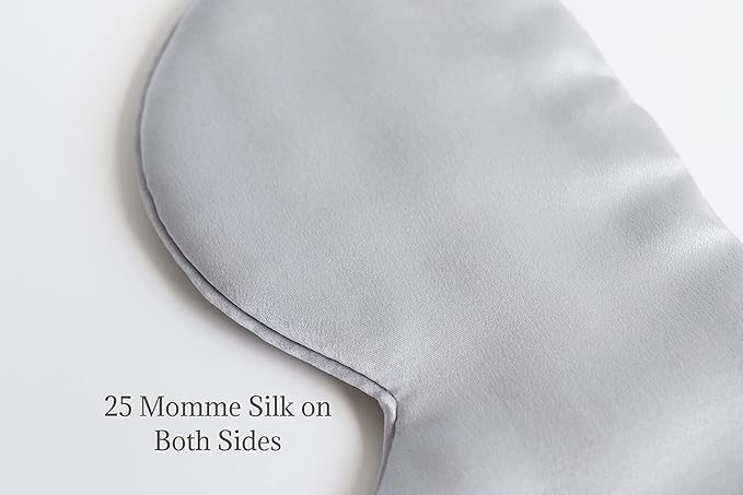 Premium Handcrafted 25 Momme Mulberry Silk Eye Mask for Sleeping (Silver Lining)-Velvo Beauty