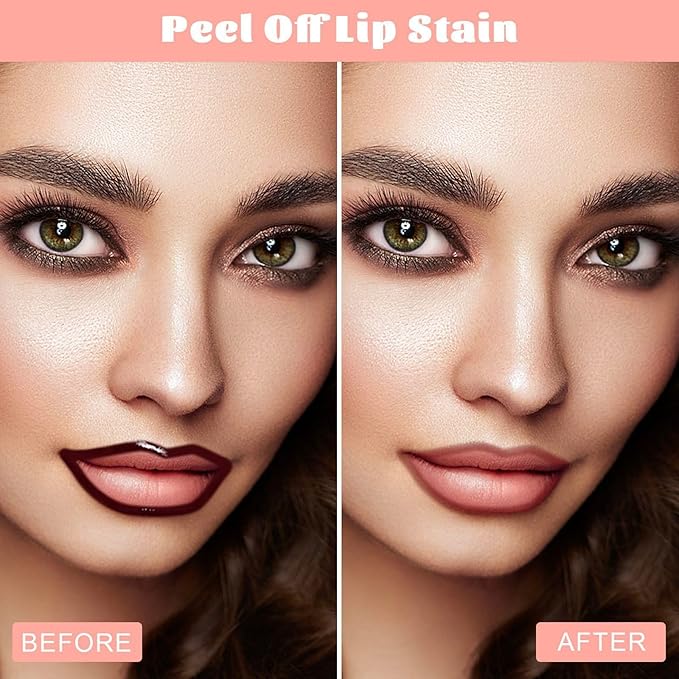 Peel Off Lip Liner Stain - Long Lasting Natural Lip Stain Transfer-proof Lip Liner, Moisturizing Waterproof Lip Gloss Stain, Highly Pigmented Color for All Skin, Ideal Gifts for Women (Coral)-Velvo Beauty