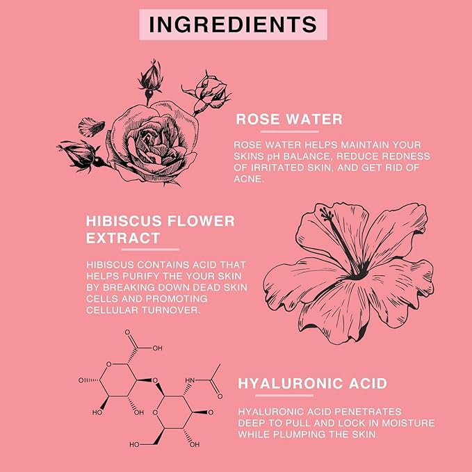 Rose Water Spray for Face & Body Refreshment with Moisturizing Hyaluronic Acid and Hibiscus water | Instant Hydration, Cooling, Calming & Conditioning (8 FL OZ)-Velvo Beauty