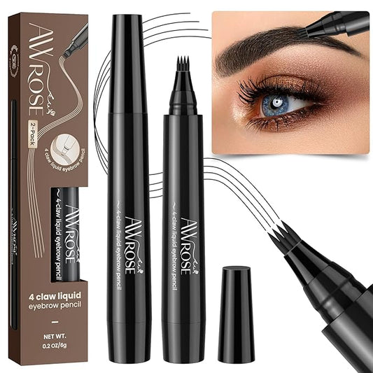 AWROSE Eyebrow Pencil, 3D Waterproof Microblading Eyebrow Pen 4 Fork Tip Tattoo Pencil, Precise Natural Brow Magic Eyebrow Pencil with Hair Like Strokes, 4 Points Multi-Used Eye Brow Pencils for Women-Velvo Beauty