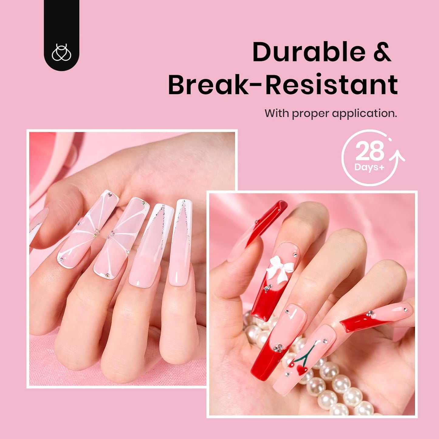 Beetles Gel Nail Tips Long Square Nail Tips, 12 Sizes 288 PCS Pre-Shaped Clear Full Cover False Nails Tips Clear Acrylic Nails Glue on Nails for Girls Women Nail Art Design,Nail Glue Needed-Velvo Beauty