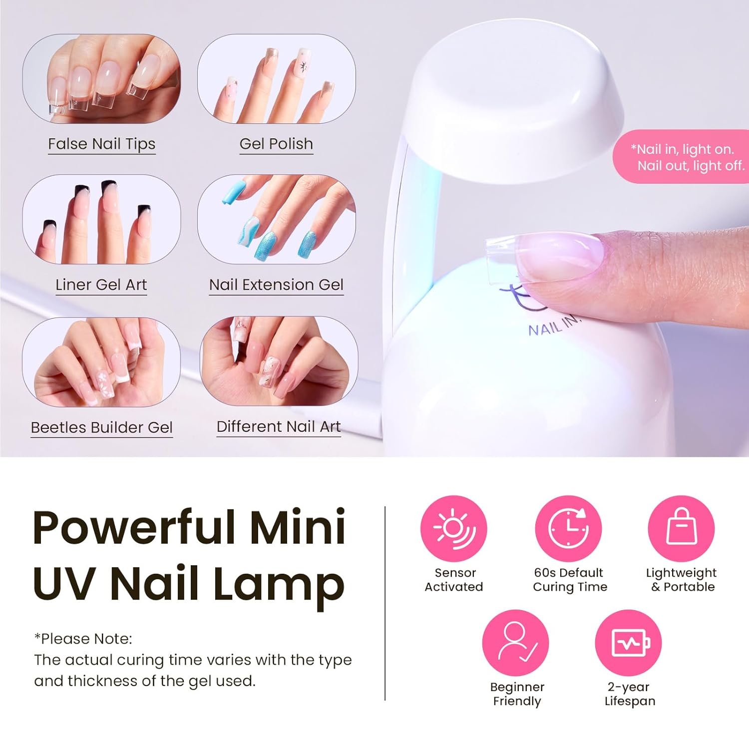 Beetles Tipex Instant Apex Nail Tips Kit Short Square , 224 Pcs Pre-Building Pre-Etched False Nail Tips with Tipex Nail Glue, Mini Nail Lamp-Thick Acrylic Nail Tips Set-Velvo Beauty