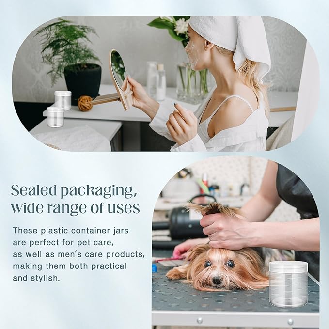 SATINIOR 24 Pieces Empty Clear Plastic Jars with Lids Round Storage Containers Wide Mouth for Beauty Product Cosmetic Cream Lotion Liquid Butter Craft and Food (Clear Lid,16 oz)-Velvo Beauty