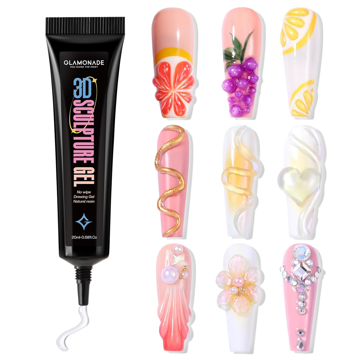 3D Sculpting Gel Nail Art: 15g Nail Sculpting Glue No Wipe Clear Gel Polish DIY Nail Art for Drawing Molding Nail Tech Must Haves Manicure Decoration Supplies-Velvo Beauty