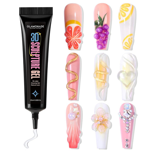 3D Sculpting Gel Nail Art: 15g Nail Sculpting Glue No Wipe Clear Gel Polish DIY Nail Art for Drawing Molding Nail Tech Must Haves Manicure Decoration Supplies-Velvo Beauty