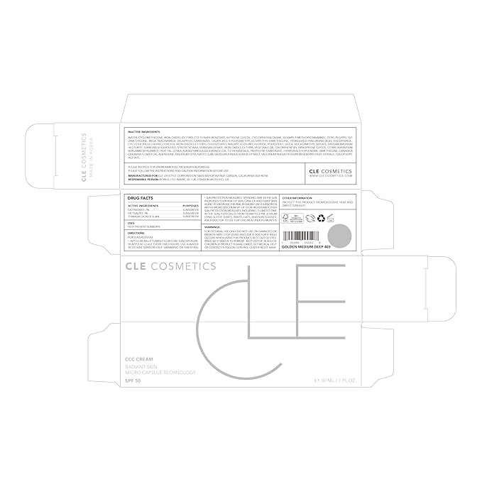 CLE Cosmetics CCC Cream (Golden Medium Deep 403 / SPF 50) - Hydrating, Light to Medium Coverage Foundation with Sunscreen - BB & CC Cream Hybrid - 1 fl oz-Velvo Beauty