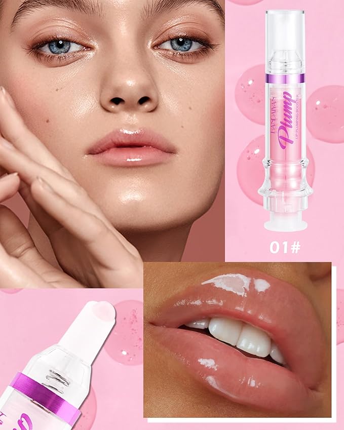 Lip Plumping Booster Lip Gloss, Glossy Lip Tinted Stain, High-Shine Smooth Fuller Lips, Hydrating & Volumizes Lip Oil Lip Glaze, Plump and Pout Plumper Lipstick, Christmas Makeup Gift for Women-01#-Velvo Beauty