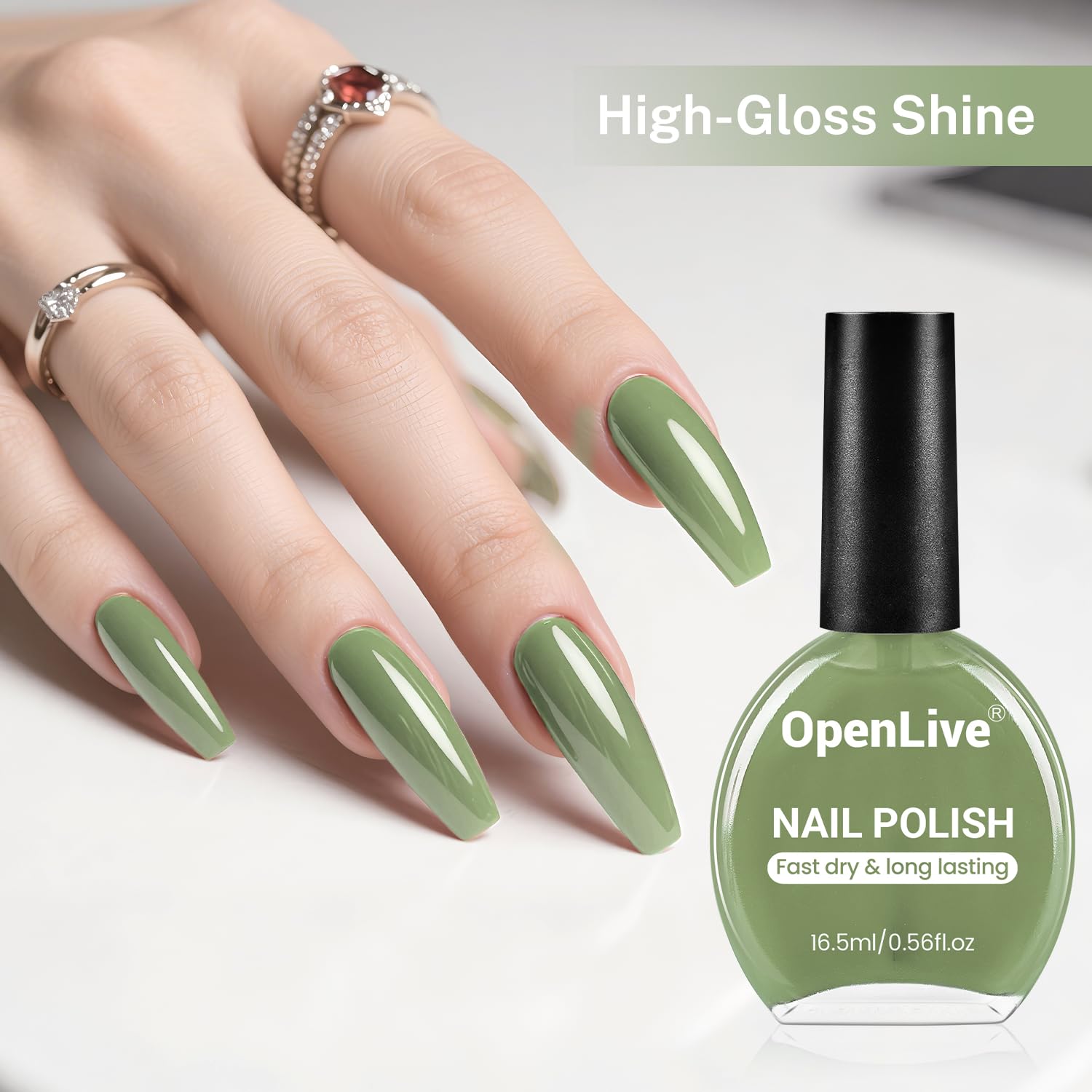 16.5ml Sage Green Nail Polish Large Volume Quick Drying Nail Polish, Fast Drying and Long Lasting Color Nail Art DIY Home Manicure Gift for Women-Velvo Beauty