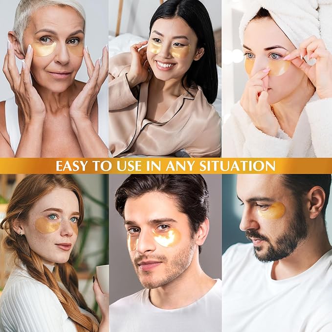 Enaskin Naturals Under Eye Patches Dark Circles Under Eye Masks for Puffiness - 24K Gold Eye Gel Pads Retinol Collagen Hyaluronic Acid Moisturizing & Reducing Wrinkles (24K Gold)-Velvo Beauty
