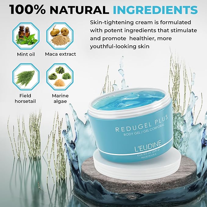 L’EUDINE Redugel Plus Skin Tightening Cream for Body, Firming Cream with Mint Oil, Field Horsetail, Marine Algae, Maca Extract, Skin Firming and Tightening Lotion – 8oz-Velvo Beauty