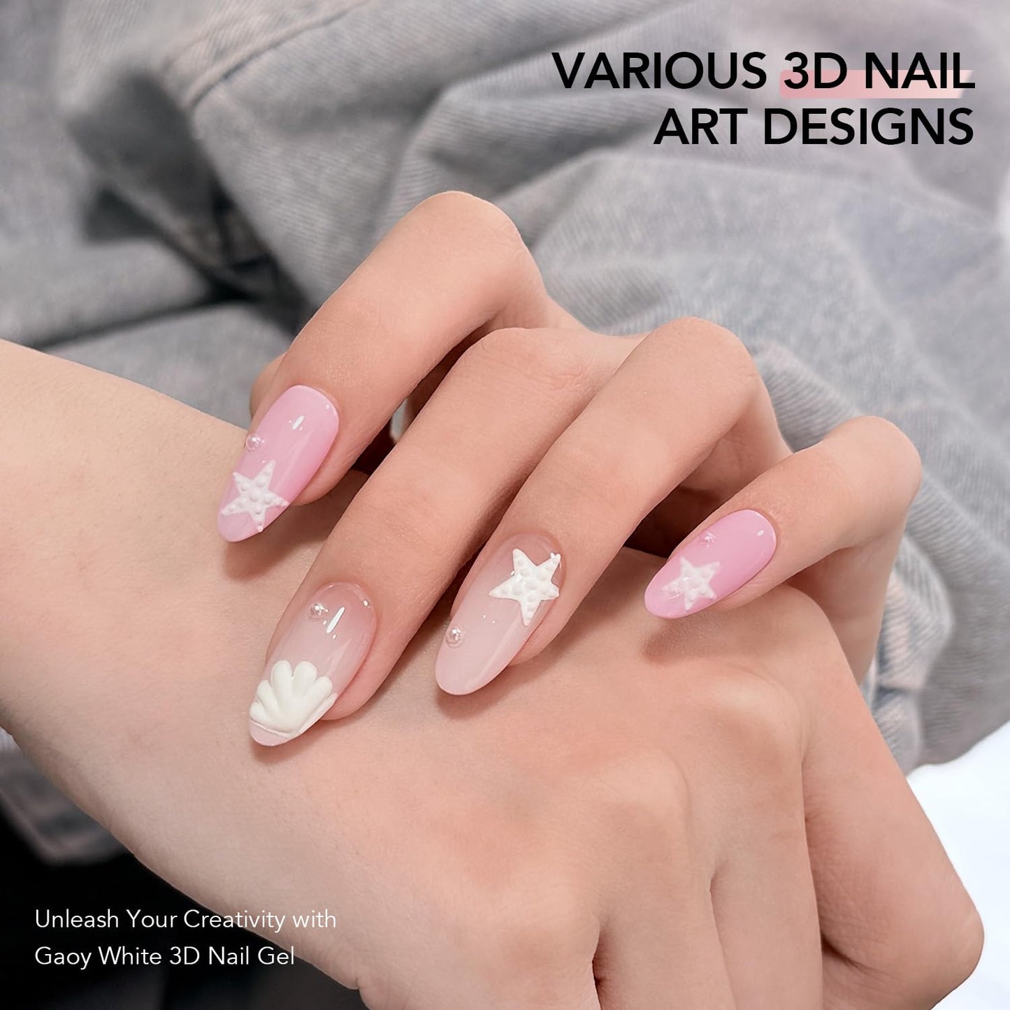 GAOY White 3D Nail Gel, 15g Sculpting Gel for 3D Nail Art Designs Carving, Molding, Painting, No Wipe Gel for Gems & Charms Decoration, Salon DIY Use-Velvo Beauty