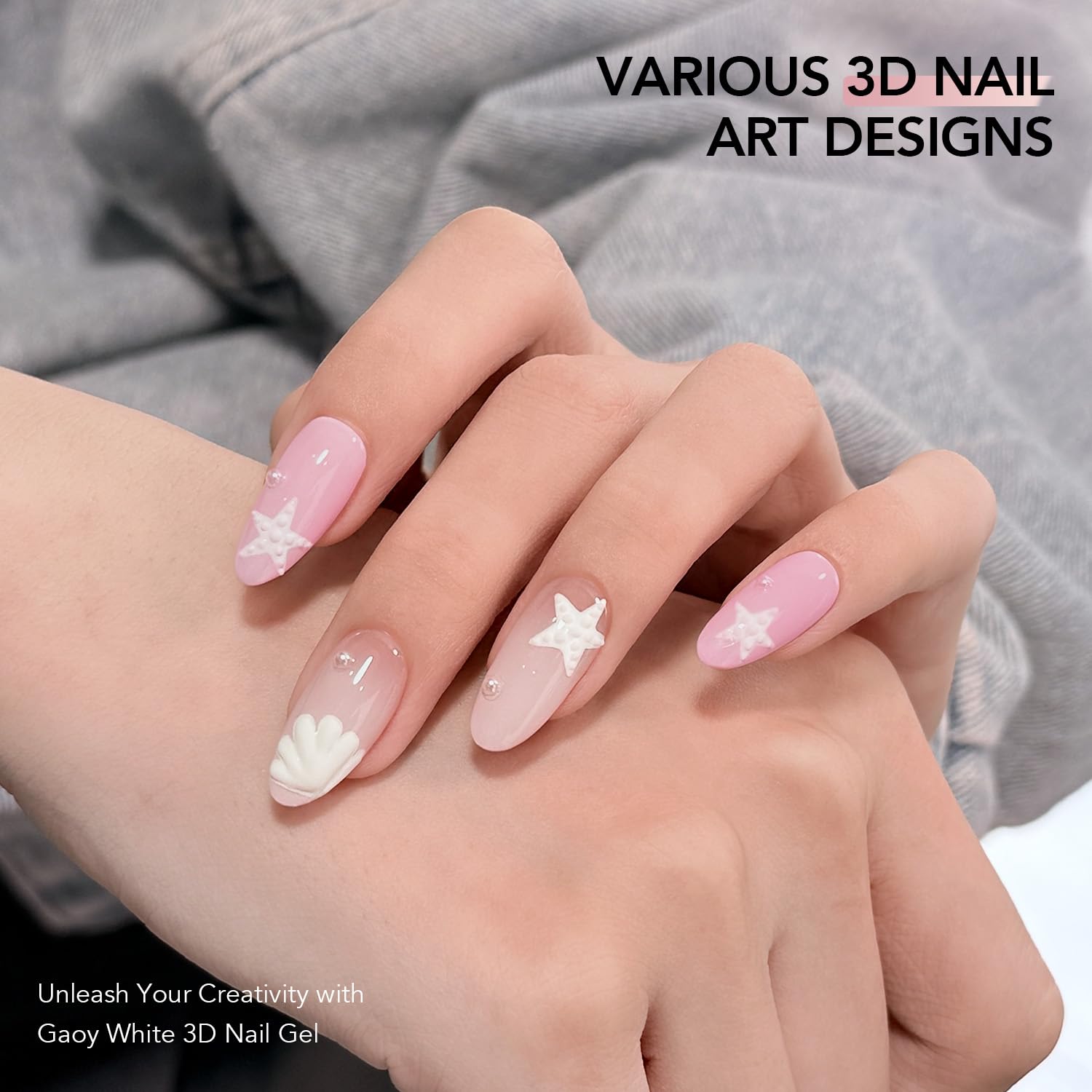 GAOY White 3D Nail Gel, 15g Sculpting Gel for 3D Nail Art Designs Carving, Molding, Painting, No Wipe Gel for Gems & Charms Decoration, Salon DIY Use-Velvo Beauty