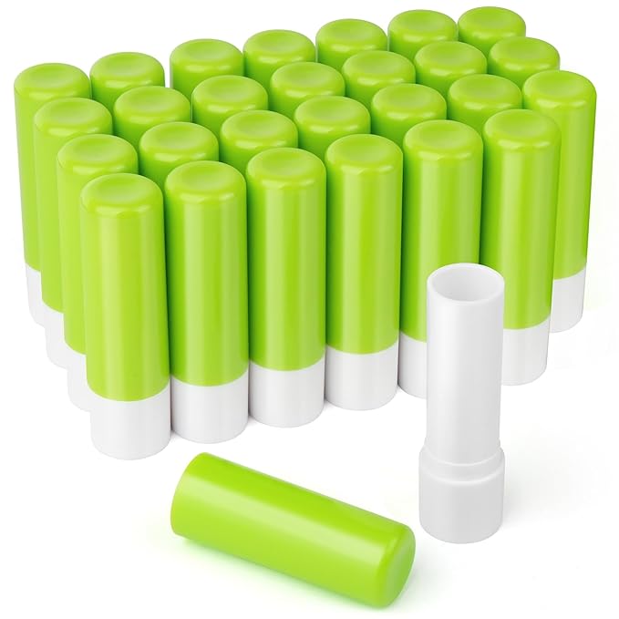LotFancy Lip Balm Tubes Empty, 28Pcs 4.5ml Lip Balm Container Tubes with Green Caps, BPA Free & Leak Free, Refillable-Velvo Beauty