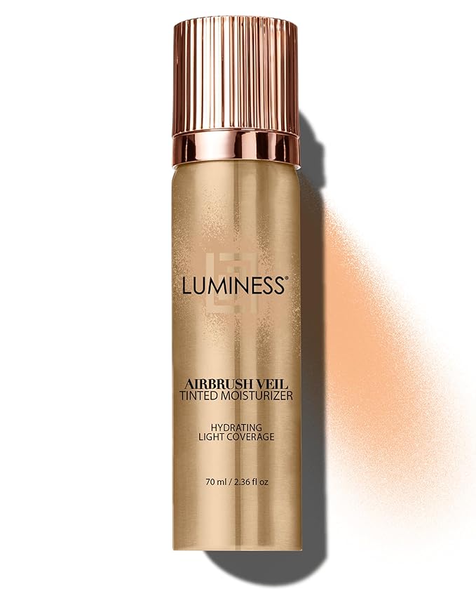 LUMINESS Airbrush Veil Tinted Moisturizer, Light Medium 030 - Lightweight, Hydrating, & Skin-Plumping Face Moisturizer Spray - Facial Skin Tint with Hyaluronic Acid, Ceramides, & Hydrolyzed Silk-Velvo Beauty
