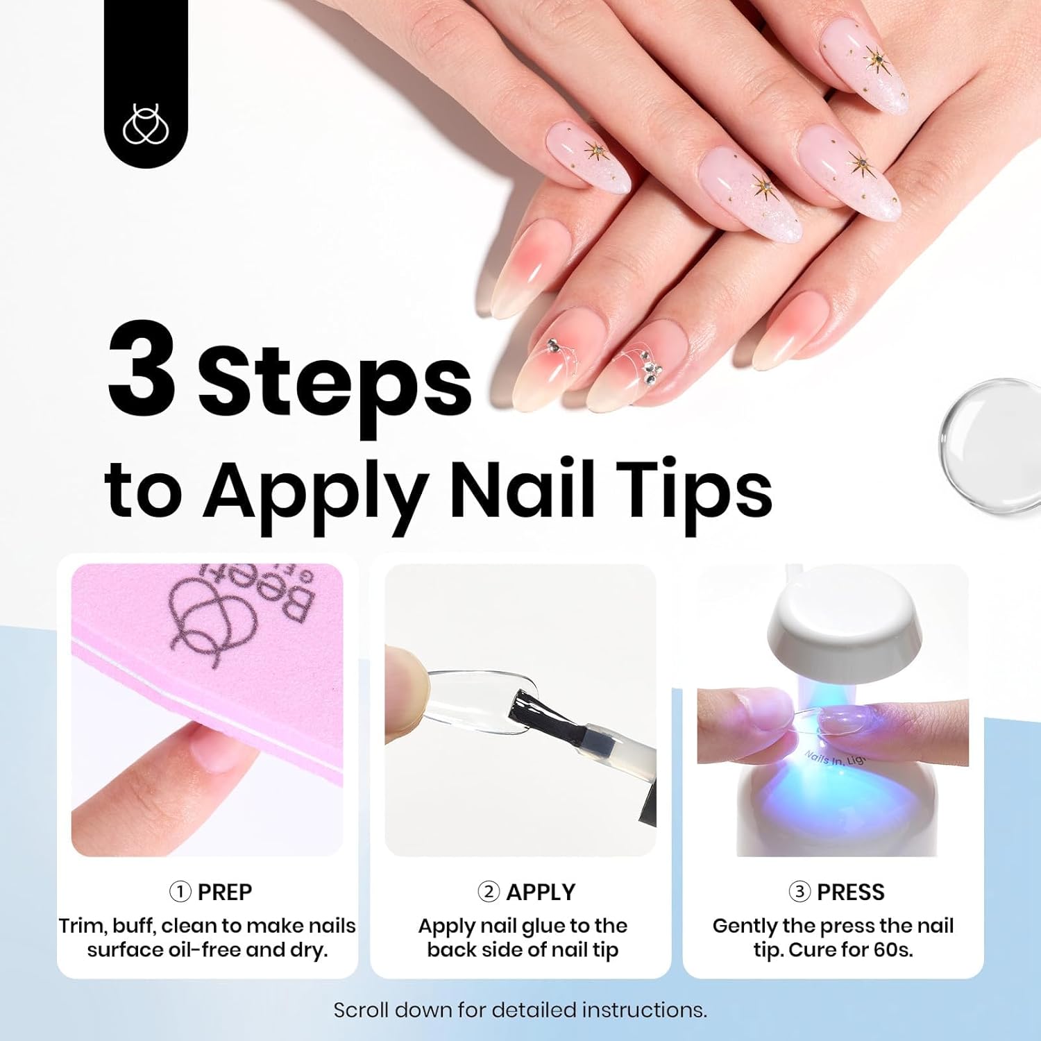 beetles Gel Polish 9 in 1 Gel Nail Glue for Clear Acrylic Nails Tips, Long Lasting Super Strong Brush Nail Glue for Fake Nails, Base Blooming Nail Gel, New Safe Formula, U V Light Cure-Velvo Beauty