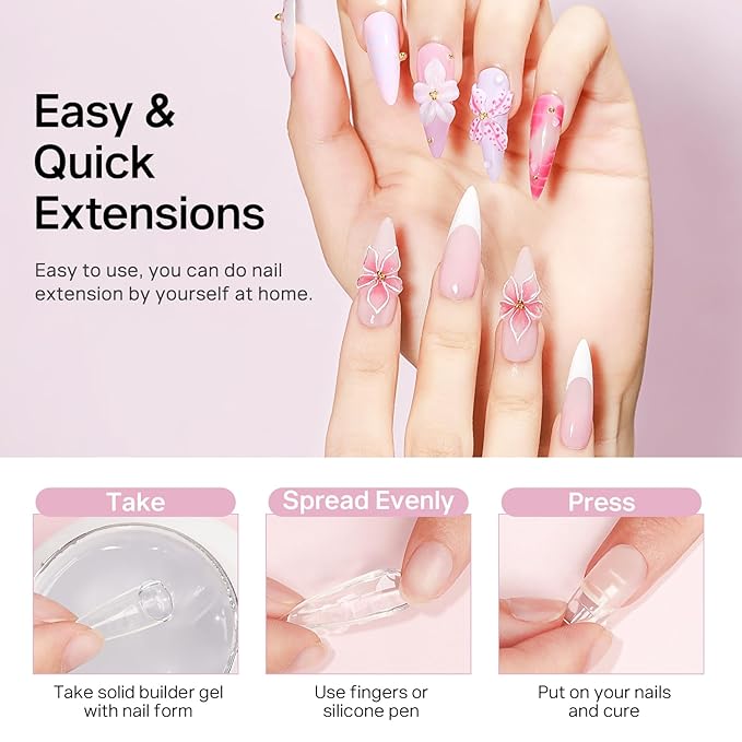 MIZHSE 2Pcs 3D Nail Gel Sculpting Gels, Clear and White Solid Builder Gel for Nails with Silicone Nail Molds Molding Gels 3D Art Non-Sticky Hand UV LED for Nails Salon Home DIY-Velvo Beauty