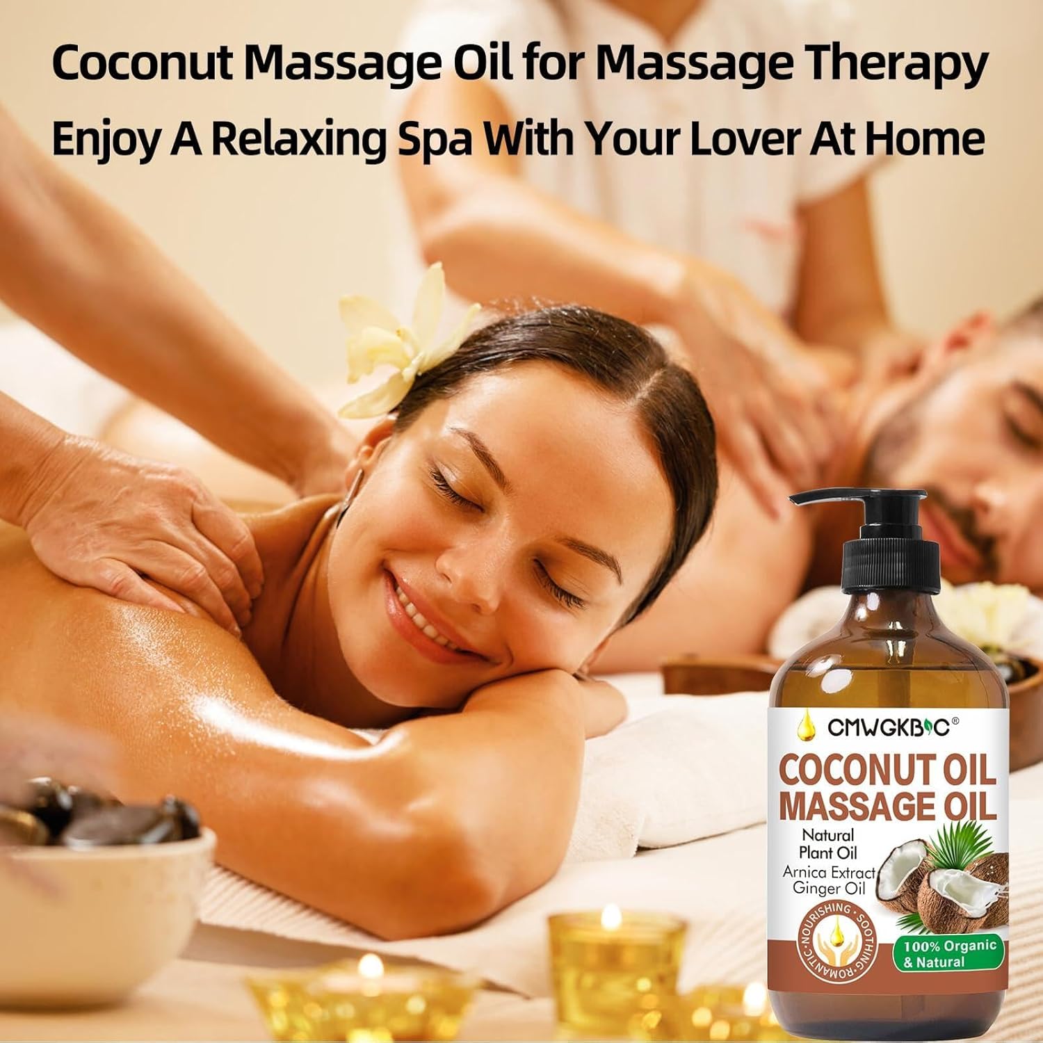 Coconut Oil Massage Oil for Massage Therapy- Relaxing Massage Oil,Carrier Oil for Essential Oils,Non-Greasy Coconut Oil for Skin and Hair,Massage Oils for Date Night Spa Body Oil for Women Men-Velvo Beauty