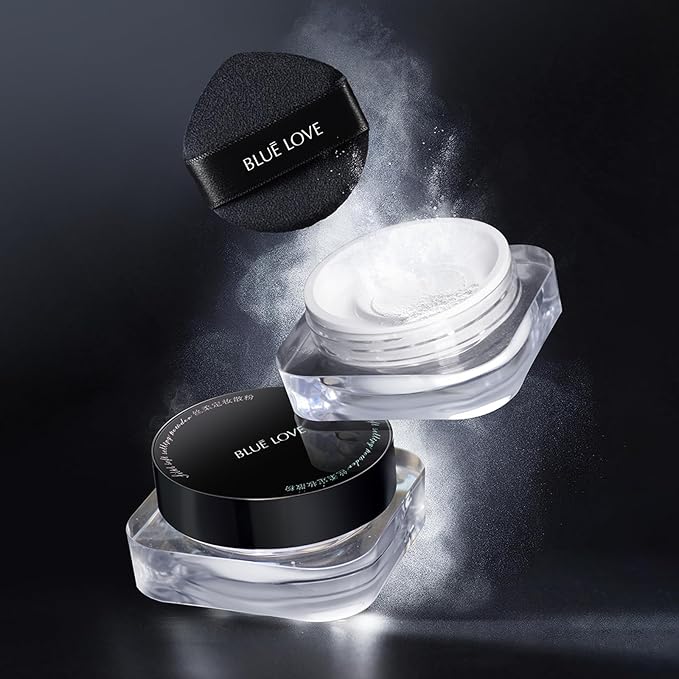 BLUE LOVE Setting Powder Makeup for Oily Skin, Oil Control Smooth Face Makeup Powder Foundation, Waterproof Setting Powder Compact, Oil Control Face Pressed Loose Powder(Transparent)-Velvo Beauty