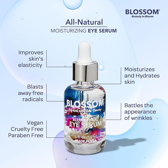 Blossom All Natural Organic Cruelty Free Moisturizing Eye Serum with Essential Oils, Infused with Real Flowers, Made in USA, 0.5 fl. oz./15ml, Winter Wonderland-Velvo Beauty