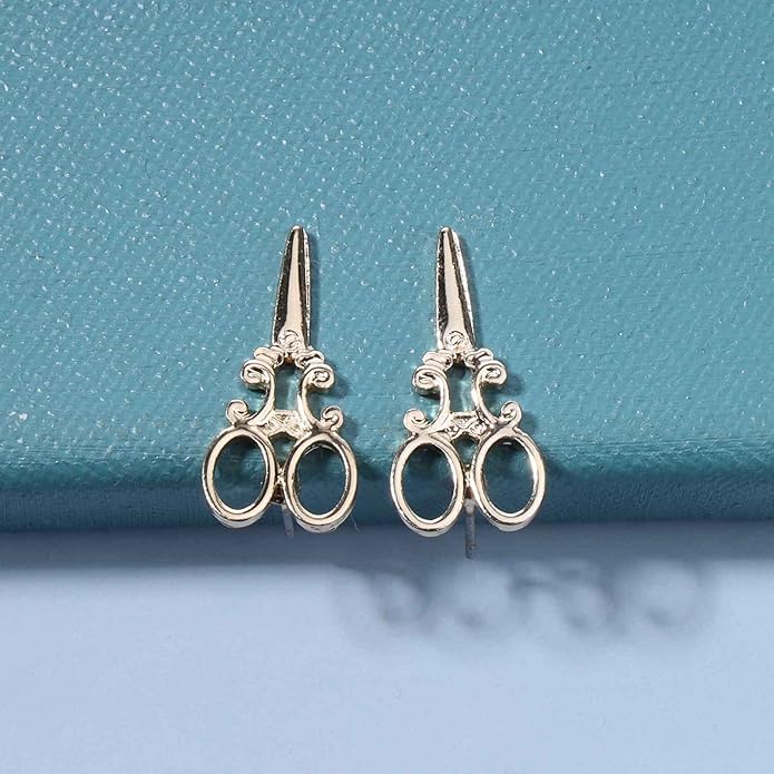 Punk Scissors Stud Earrings Gold Barber Earrings Minimalist Petite Earrings Personalized Earrings for Women and Girls Hair Stylist Gifts-Velvo Beauty