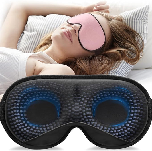 YFONG Weighted Sleep Mask, Women Men 3D Eye Mask Blocking Lights Sleeping Mask (4.2oz/120g), Pressure Relief Night Sleep Eye Mask with Adjustable Strap, Eye Cover Blindfold for Travel Nap Yoga, Pink-Velvo Beauty