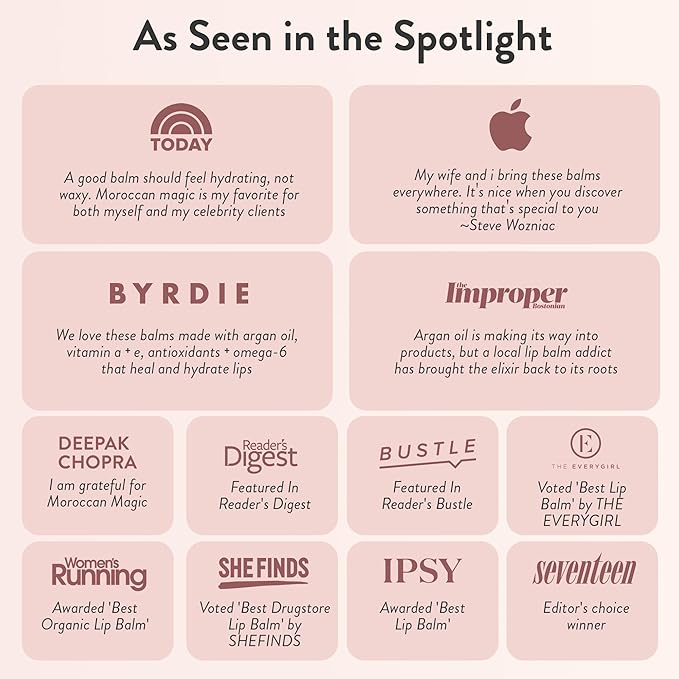 Moroccan Magic Organic Coconut Almond Lip Balm 3 Pack | Ultra-Hydrating Argan & Essential Oil Lip Moisturizer + Vitamin E | Natural Chapstick for Dry Lips | Smooth, Non-Toxic | Organic Lip Balm-Velvo Beauty