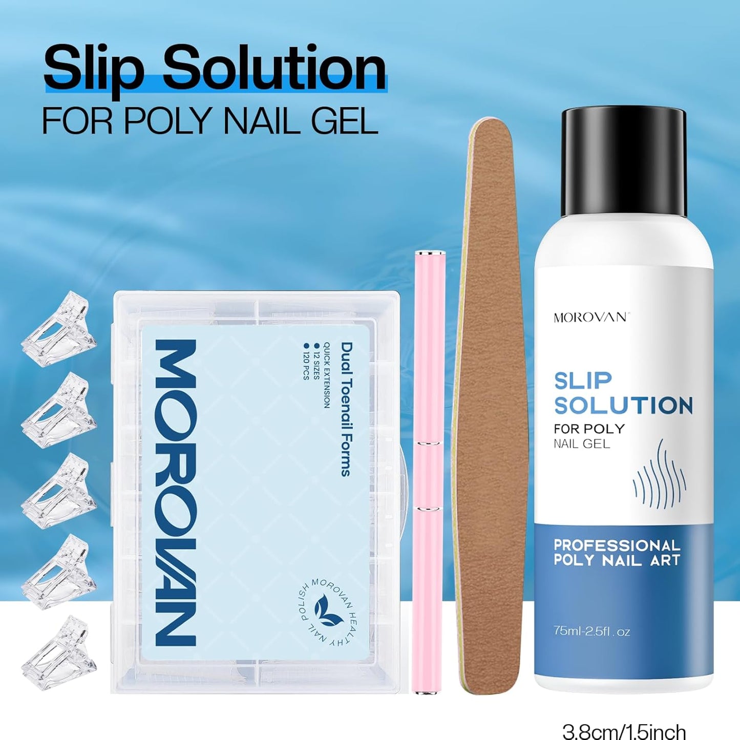 Morovan Nail Polygel Slip Solution: Salon-Grade Slip Liquid & Dual Toenail Forms for Beginner-Friendly Gel Nail Extension & Anti-Stick Application-Velvo Beauty
