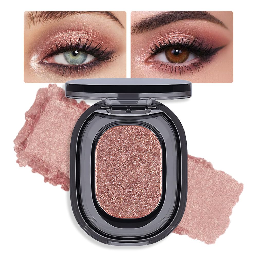 Eye shadow low saturation delicate long-lasting eye shadow palette, Monochrome Glittler Eyeshadow, pressed glitter eyeshadow, Glittle Pressed Powder Single Vegan Eyeshadow, (02 Glittle Brown)-Velvo Beauty