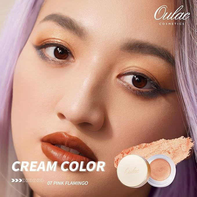 Oulac Cream Eyeshadow also for Highlighter Large Capacity Highly Pigmented Eye Shadow Waterproof &Long Lasting with Moisturizing Formula 07-Velvo Beauty