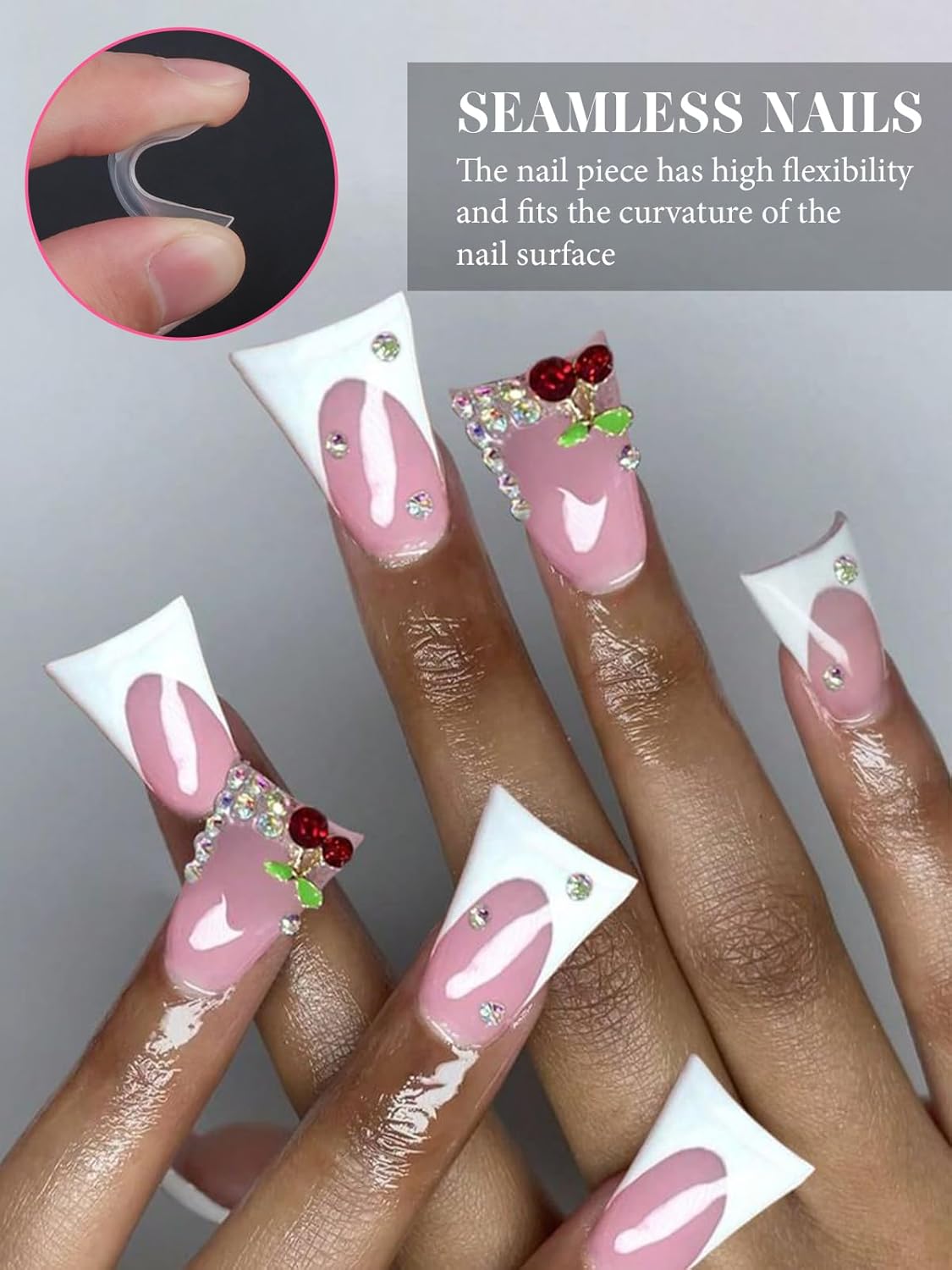 EBANKU Duck Nail Dual Forms for Poly Nail Extension, 120PCS Medium Length Duck Nail Tips Reusable Full Cover French Tip Molds for Builder Gel Nail Art Design Salon&DIY, 12 Sizes-Velvo Beauty