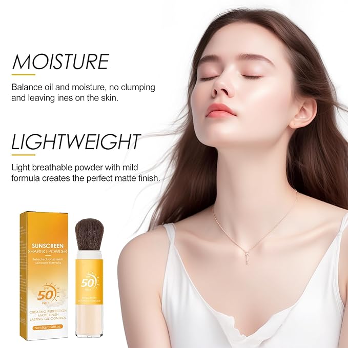 Mineral Sunscreen Setting Powder, SPF 50 PA++, Mineral Brush Powder, Matte Translucent Loose Setting Powder, Natural Oil Control Lightweight Face Powder for All Skin, Smooth, Lasting, Breathable-Velvo Beauty