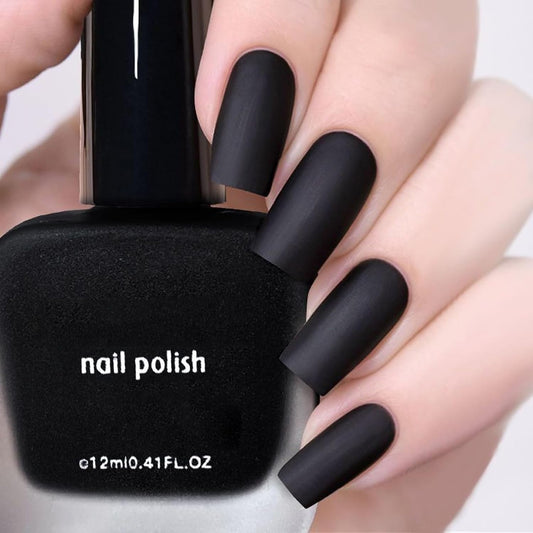 NovaCharm 12ml Black Matte Nail Polish, Quick Dry Nail Lacquer for Nail Art Varnish, Mist Effect Matte Finish Velvet Nail Polish, Silky Velvet Fingernail Polish For Women Girls Manicure DIY at Home-Velvo Beauty
