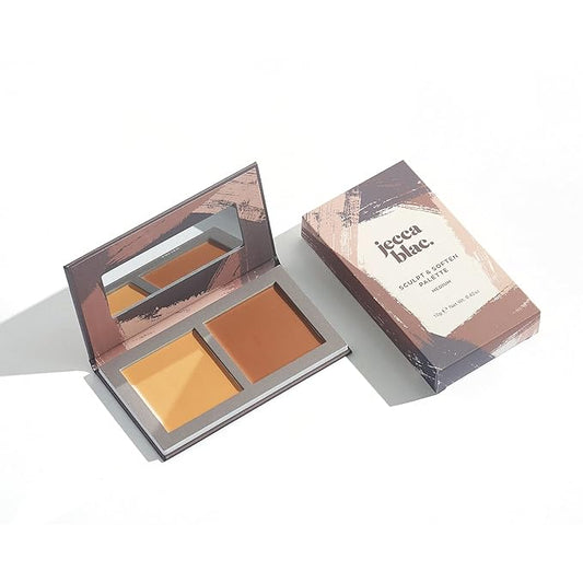 Jecca Blac Sculpt and Soften Contour Palette, Creamy Formula with Natural Finish, Medium Coverage, Gender Neutral and LGBTIQA+ Inclusive Make Up, Medium, 12g-Velvo Beauty