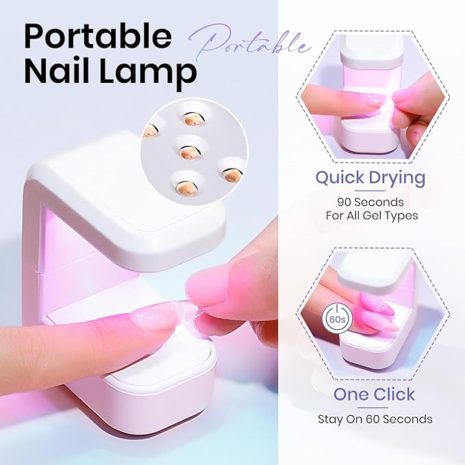 MIZHSE Solid Builder Gel Nail Kit with Nail Lamp, 3 Colors Builder Gel Clear Milky White Nude Hard Sculpting 3D Art U V LED Gels with Dual Form-Velvo Beauty