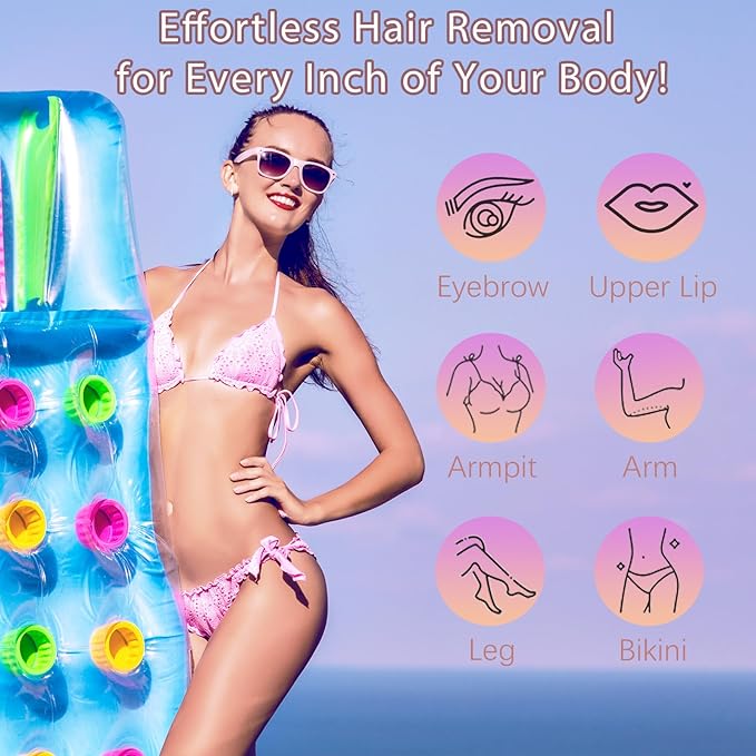 Bikini Trimmer for Women, 2 in 1 Dual-Head Electric Shaver for Women Pubic Hair, Waterproof Wet/Dry Use Body Hair Trimmer and Face Razors, Rechargeable Hair Removal for Bikini Legs Face Underarm Arm-Velvo Beauty