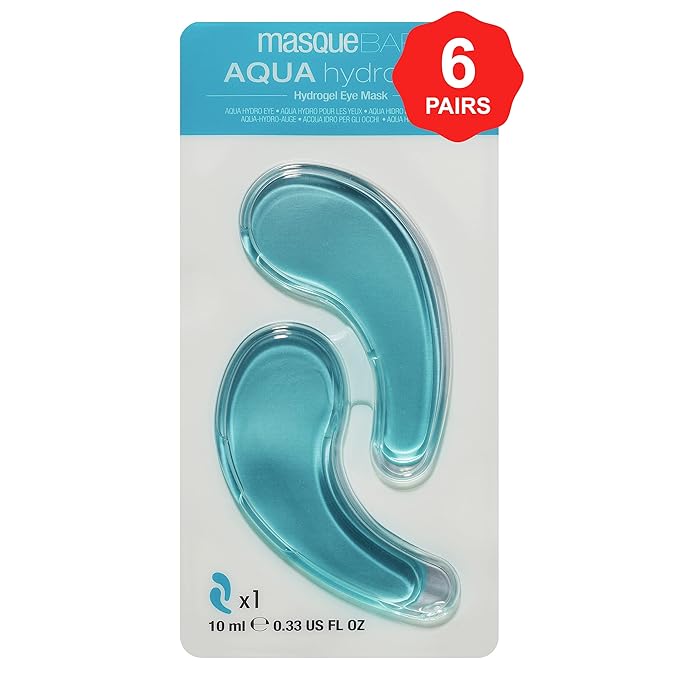 masque BAR Hydrogel Aqua Eye Patches (6 Pairs) with Hyaluronic Acid and Collagen, Korean Under Eye Skincare Treatment, Moisturize & Hydrate Skin Around Eyes, Reduce Fine Lines, Wrinkles-Velvo Beauty
