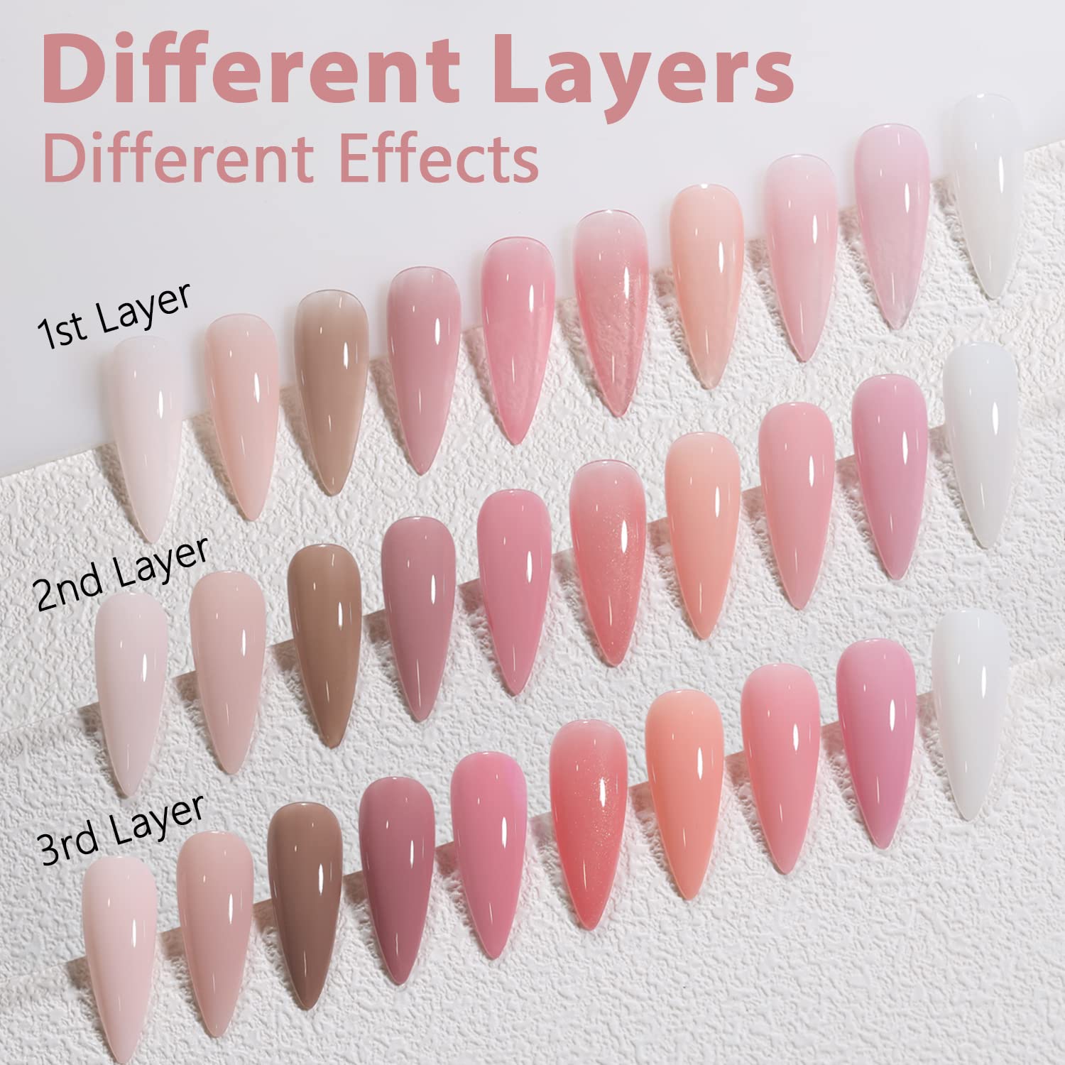 Jelly Pink Gel Nail Polish Set, 10 Colors Spring Summer Nude Kit Milky White Natural Gel, Soak Off LED DIY Art Salon Manicure Gifts for Girls.-Velvo Beauty
